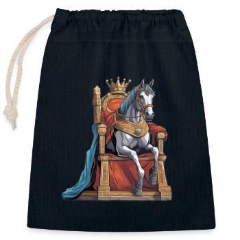 König Pferd Märchenfigur Pferde Märchen - Verschließbarer Geschenkbeutel aus Baumwolle (25x30cm) - Navy - Vorne