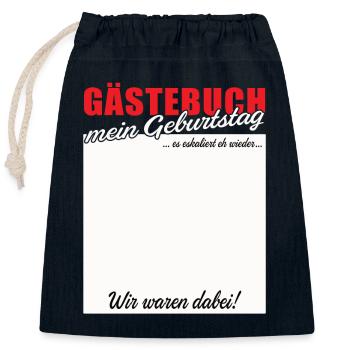 Guestbook Birthday Greeting - Closable cotton gift bag (25x30cm) - navy - Front