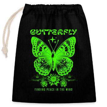 Papillon trouvant la paix dans le vent - Sac cadeau en coton avec cordon (25 x 30 cm) - noir - Devant