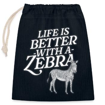 Das Leben ist besser mit einem Zebra Lustige Streifen Tier - Verschließbarer Geschenkbeutel aus Baumwolle (25x30cm) - Navy - Vorne