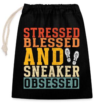 Sneakerhead Sneaker Collector - Closable cotton gift bag (25x30cm) - black - Front