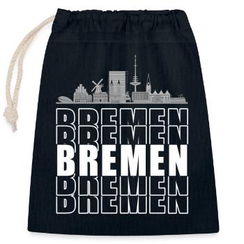 Bremen Hanseatic City Silhouette Skyline - Closable cotton gift bag (25x30cm) - navy - Front