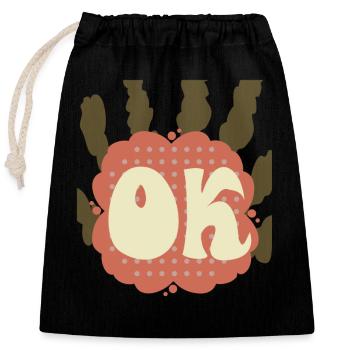 OK - Closable cotton gift bag (25x30cm) - black - Front