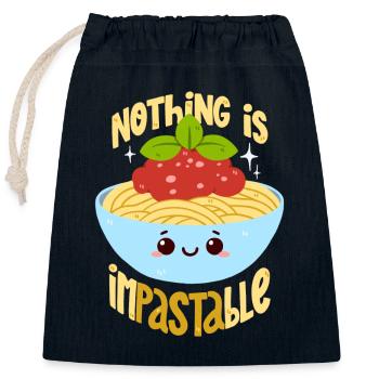 Jeu de mots sur les pâtes - Sac cadeau en coton avec cordon (25 x 30 cm) - bleu marine - Devant