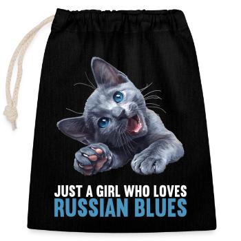 Chat bleu russe Russisch Blau Katze - Sac cadeau en coton avec cordon (25 x 30 cm) - noir - Devant