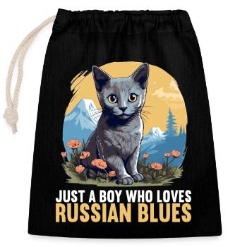 Chat bleu russe Russisch Blau Katze - Sac cadeau en coton avec cordon (25 x 30 cm) - noir - Devant