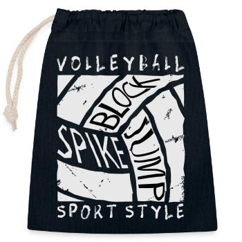 Volleyball - Closable cotton gift bag (25x30cm) - navy - Front