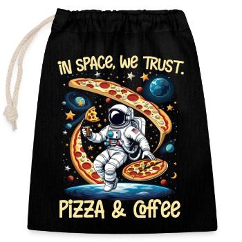 Pizza- und Café-Bereich - Verschließbarer Geschenkbeutel aus Baumwolle (25x30cm) - Schwarz - Vorne
