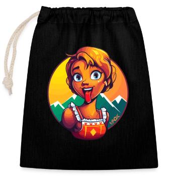Traditionelle Dirndl Maid - Verschließbarer Geschenkbeutel aus Baumwolle (25x30cm) - Schwarz - Vorne