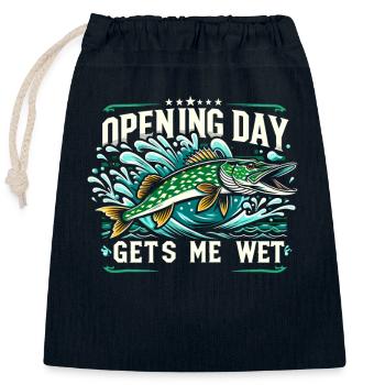 Northern Pike Fisherman Pike Fishing Rod Pike Fish - Closable cotton gift bag (25x30cm) - navy - Front