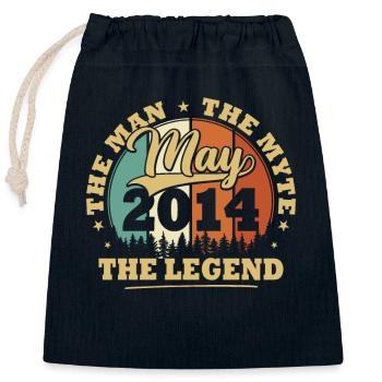 Vintage Mai 2014 Cadeau Anniversaire 10 Ans - Sac cadeau en coton avec cordon (25 x 30 cm) - bleu marine - Devant