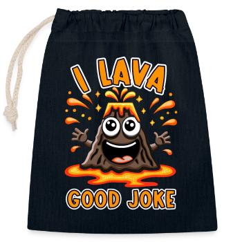 Funny volcano lava geology rock hunting geologist - Closable cotton gift bag (25x30cm) - navy - Front