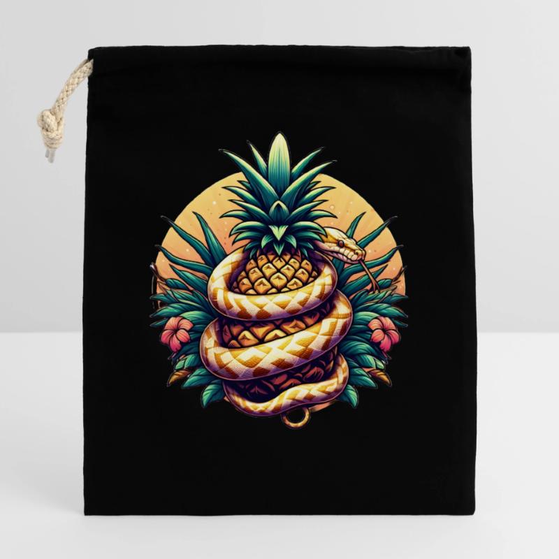 Python around pineapple Closable cotton gift bag (25x30cm)