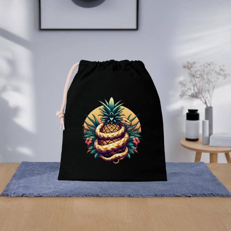 Python around pineapple Closable cotton gift bag (25x30cm)