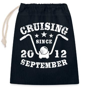 Cruising Biker Anniversaire Septembre 2012 Moto - Sac cadeau en coton avec cordon (25 x 30 cm) - bleu marine - Devant