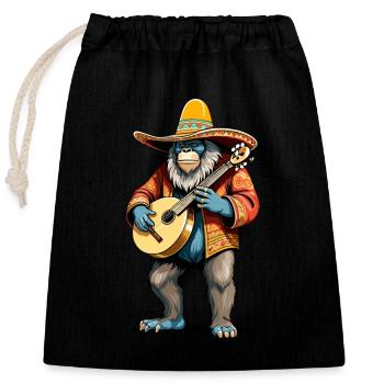 Bigfoot Mexican Mariachi Guitarist Fiesta - Closable cotton gift bag (25x30cm) - black - Front