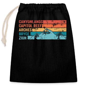 Explorez les montagnes des parcs nationaux de l’Utah - Sac cadeau en coton avec cordon (25 x 30 cm) - noir - Devant
