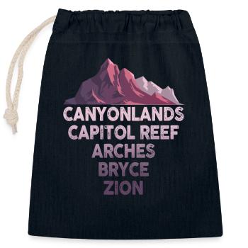 Explorez les montagnes des parcs nationaux de l’Utah - Sac cadeau en coton avec cordon (25 x 30 cm) - bleu marine - Devant