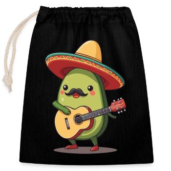 Avocado Mexikanischer Mariachi Gitarren Fiesta - Verschließbarer Geschenkbeutel aus Baumwolle (25x30cm) - Schwarz - Vorne