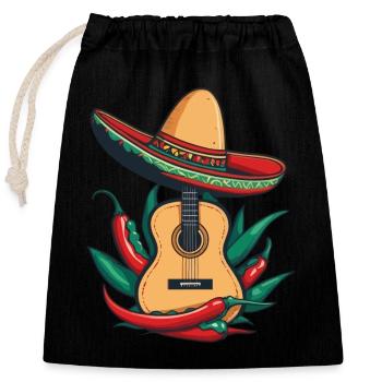 ikoniChili Mariachi Gitarrenspieler Fiesta Mexiko - Verschließbarer Geschenkbeutel aus Baumwolle (25x30cm) - Schwarz - Vorne