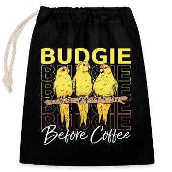Perruche avant le café Propriétaire de perruche Amateur de café - Sac cadeau en coton avec cordon (25 x 30 cm) - noir - Devant