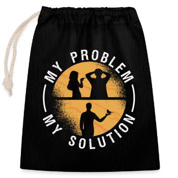 Amoureux des perruches Mon problème Ma solution Pictogramme Papa - Sac cadeau en coton avec cordon (25 x 30 cm) - noir - Devant