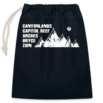 Explorez les montagnes des parcs nationaux de l’Utah - Sac cadeau en coton avec cordon (25 x 30 cm) - bleu marine - Devant