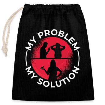 Amoureux des perruches Mon problème Ma solution Pictogramme Maman - Sac cadeau en coton avec cordon (25 x 30 cm) - noir - Devant