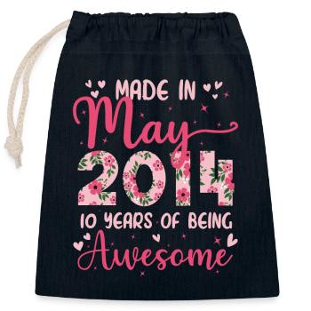 Mai 2014 Cadeau Anniversaire 10 Ans Pour Filles - Sac cadeau en coton avec cordon (25 x 30 cm) - bleu marine - Devant