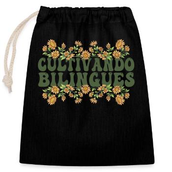 Cultivando Bilingües Spanischlehrer - Verschließbarer Geschenkbeutel aus Baumwolle (25x30cm) - Schwarz - Vorne