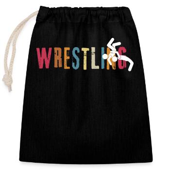 Wrestling - Verschließbarer Geschenkbeutel aus Baumwolle (25x30cm) - Schwarz - Vorne