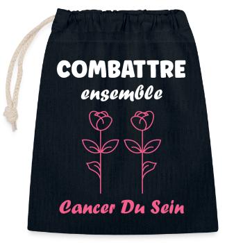 Sensibilisation cancer du sein - Sac cadeau en coton avec cordon (25 x 30 cm) - bleu marine - Devant
