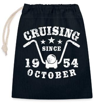Cruising Biker Birthday October 1954 Motorcycle - Closable cotton gift bag (25x30cm) - navy - Front