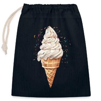 Joie d’été avec motif de crème glacée coloré - Sac cadeau en coton avec cordon (25 x 30 cm) - bleu marine - Devant