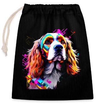 English Cocker Spaniel Artistically Designed - Closable cotton gift bag (25x30cm) - black - Front