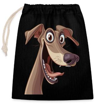 Graphique Polski | Lévrier polonais | Illustration de dessin animé - Sac cadeau en coton avec cordon (25 x 30 cm) - noir - Devant