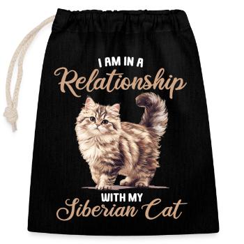 Chat Sibérien Sibirische Katze - Sac cadeau en coton avec cordon (25 x 30 cm) - noir - Devant