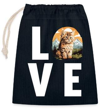 Chat Sibérien Sibirische Katze - Sac cadeau en coton avec cordon (25 x 30 cm) - bleu marine - Devant