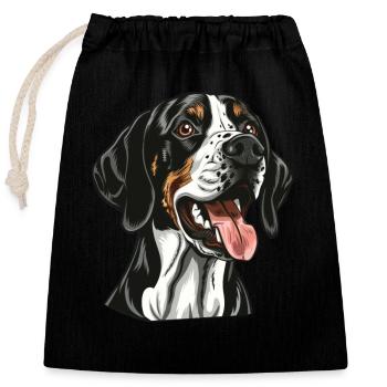 English Pointer | Cartoon Artwork - Closable cotton gift bag (25x30cm) - black - Front