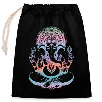 Ganesh Hindu God Ganesha Elephant Spiritual - Closable cotton gift bag (25x30cm) - black - Front