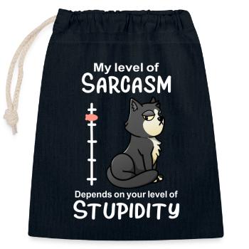Funny Cat Sarcasm Cat Lover Humor - Closable cotton gift bag (25x30cm) - navy - Front