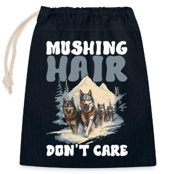 Sledding Sled Dogs - Closable cotton gift bag (25x30cm) - navy - Front