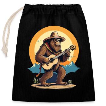 Bigfoot Mexican Mariachi Guitar Fun - Closable cotton gift bag (25x30cm) - black - Front