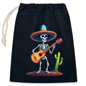 Mexikanischer Mariachi Skelett Gitarrist Fiesta - Verschließbarer Geschenkbeutel aus Baumwolle (25x30cm) - Navy - Vorne