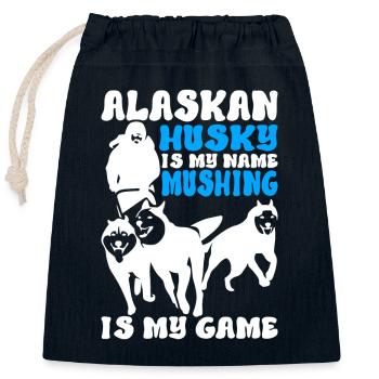 Sledding Sled dogs - Closable cotton gift bag (25x30cm) - navy - Front