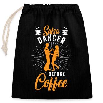 Danseur de salsa avant le café Amateur de café - Sac cadeau en coton avec cordon (25 x 30 cm) - noir - Devant