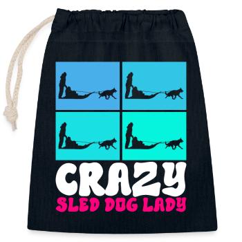 Sledding Sled dogs - Closable cotton gift bag (25x30cm) - navy - Front