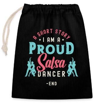 Danseuse de salsa Une histoire courte Je suis amateur de danse salsa - Sac cadeau en coton avec cordon (25 x 30 cm) - noir - Devant