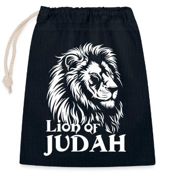 Löwe von Juda Jesus Christ Lion of Judah - Verschließbarer Geschenkbeutel aus Baumwolle (25x30cm) - Navy - Vorne