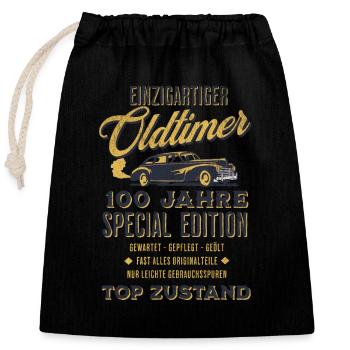 100. Geburtstag Oldtimer TOP ZUSTAND - Verschließbarer Geschenkbeutel aus Baumwolle (25x30cm) - Schwarz - Vorne